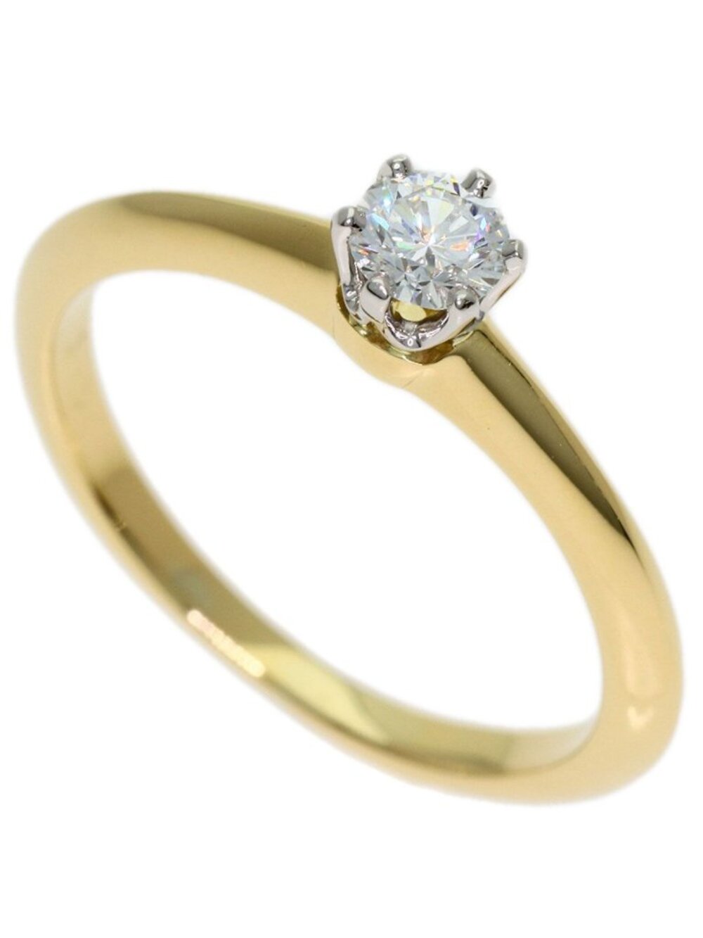 Tiffany & Co Solitaire Diamond Ring 18k Yellow Gold PT